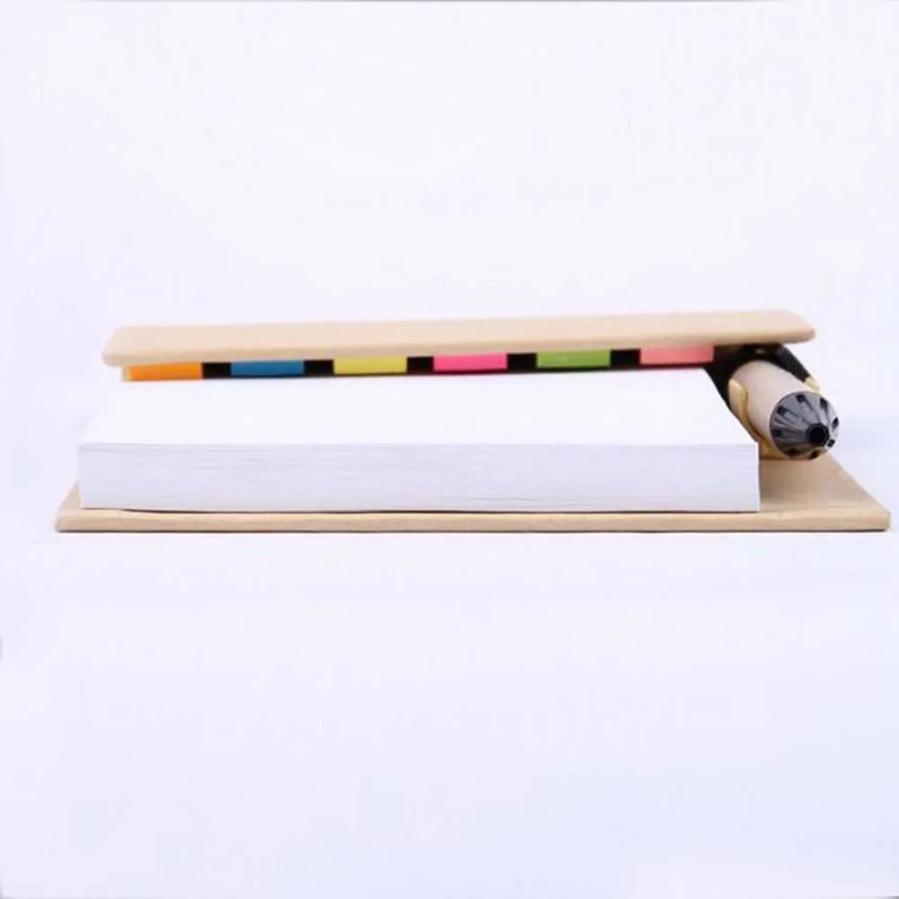 Eco Combined Sticky Note Pad Set With a Paper Pen