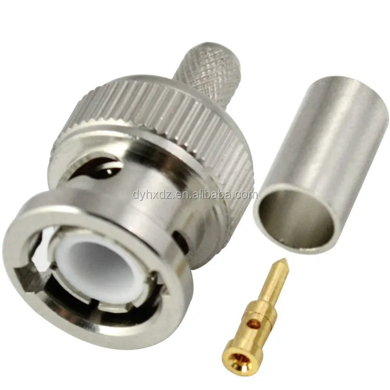 BNC Male Crimp Connector for Rg58 Rg142 Rg400 Cable RF Connector