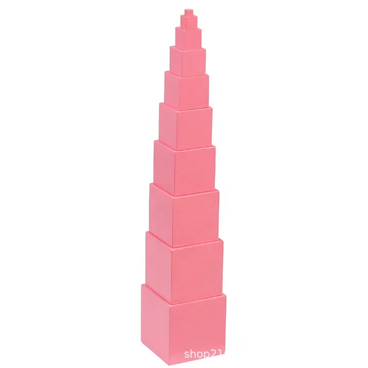 Montessori Paper Pink card and Pink tower Baby Toy Early Childhood Education montessori pink tower