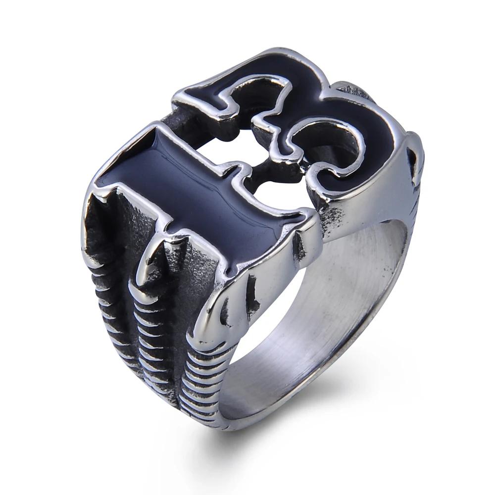 Retro Mens Stainless Steel Ring Dragon Claw Number 13 Ring Eagle Claw Biker Ring 