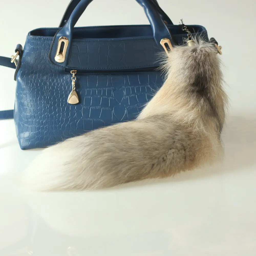Wholesale Black Jin Diao Fur fox Tail Role  extra Long High Quality Furry  Real fox Tail