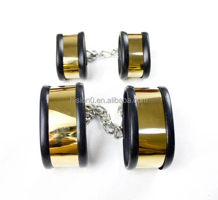 2016 Perfect Collocation Titanium Stainless Steel Chastity Bondage Kit Including Wrist/Handcuffs/Ankle Cuffs for Adult