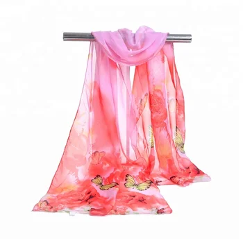 light weight soft comfortable chiffon shawl 160cm small long scarf printing georgette silk scarf