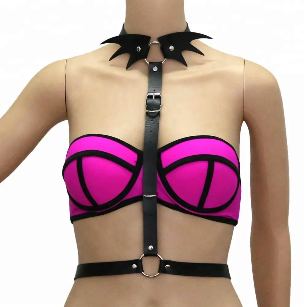 1pc Women's Gothic Style Body Harness Strappy Bralette With Heart
