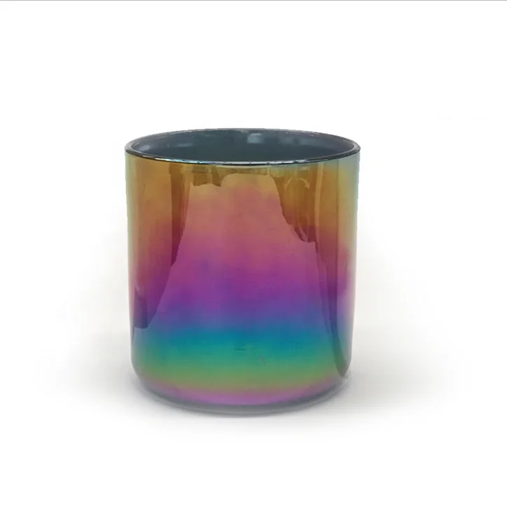wholesale unique glass iridescent candle jar