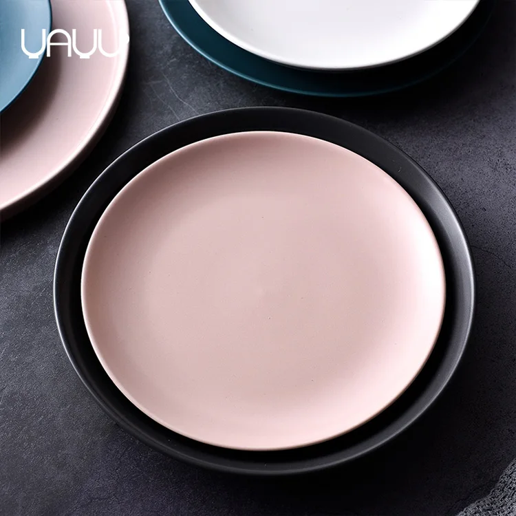 Wholesale Nordic Style Round Matte Glazed Colors Decorative Plate Cheap