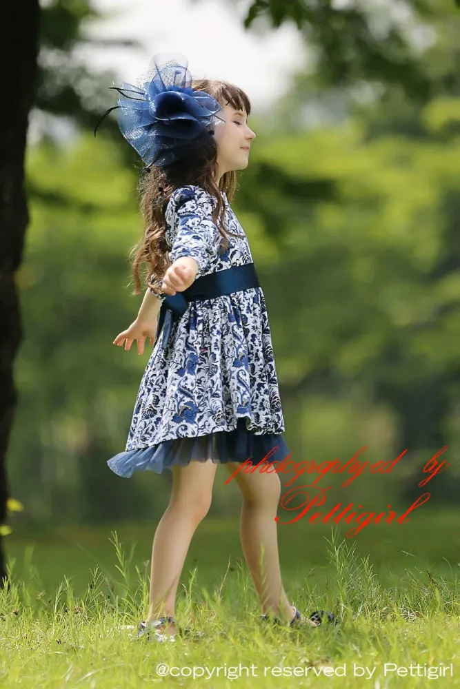 Pettigirl 2015 модое и императорское платье для девочки с длинными рукавами платье детское с цифровым цветочным принтом детска