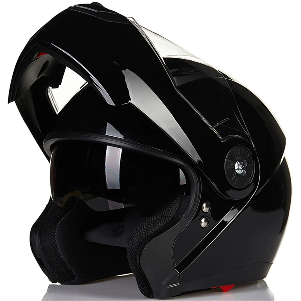 M, Red ILM 10 Colors Motorcycle Dual Visor Flip up Modular Full Face Helmet DOT