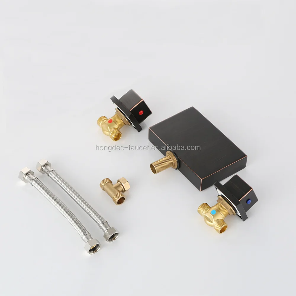 HOIGY Schwarz-Gold Badezimmer Wasserhahn – Wasserfall-Armatur Aus Messing, Einhandhebel, Für 1-Loch Oder 3-Loch Waschbecken