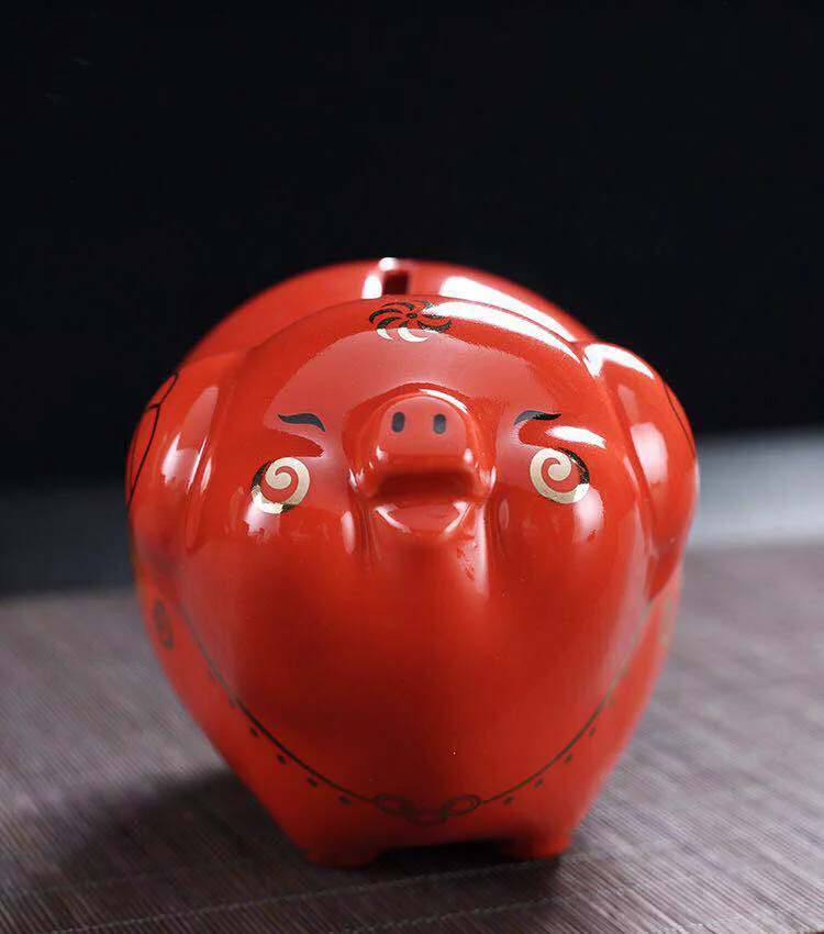 Лидер продаж копилка для монет из красной свиньи керамическая подарков