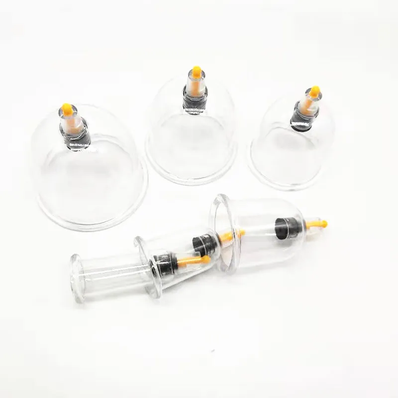 Оптовая продажа, одноразовые пластиковые банки, Набор банок Hijama, вакуумные банки для терапии
