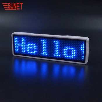 SUNJET Message Scrolling Usb Rechargeable Led Magnetic Programmable Led Name Badge