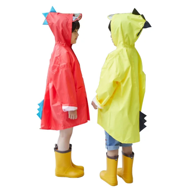 Raincoat Kids Waterproof,Children Rain Coat Toddler Animal Cartoon Hooded Rain Poncho Rainwear with Reflective Strip and Backpack Cover 
