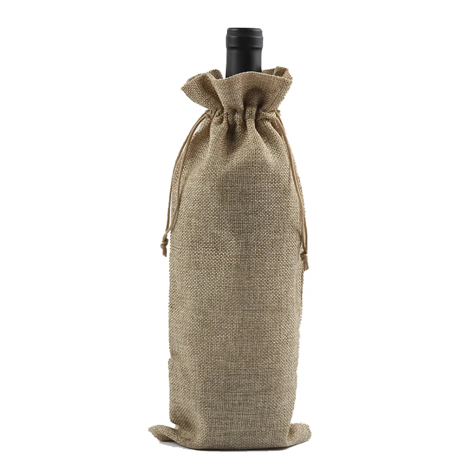 custom printed cheap prices linen jute hemp drawstring pouches