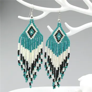 CH-LSE0211 Handmade beads earrings,seed bead earrings, fashion seed beads Jewelry loop earrings for women