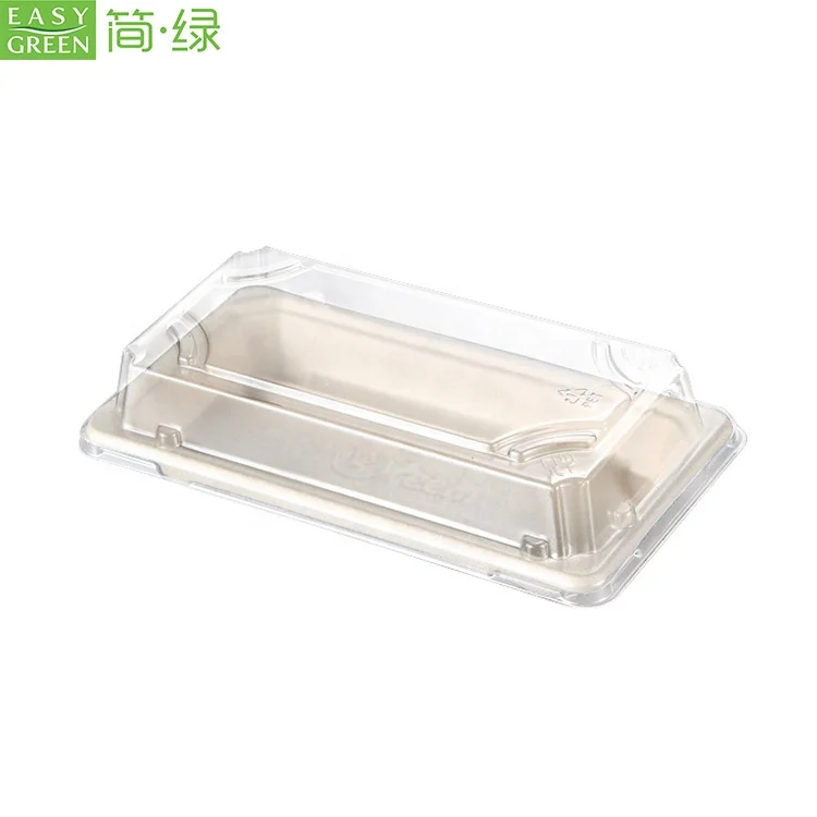 
Easy Green Disposable Small Natural Biodegradable Sushi Paper Sugar Cane Pulp Container Tray 