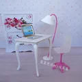 Free Shipping doll play house doll furniture desk lamp laptop chair accessories for Barbie Doll
