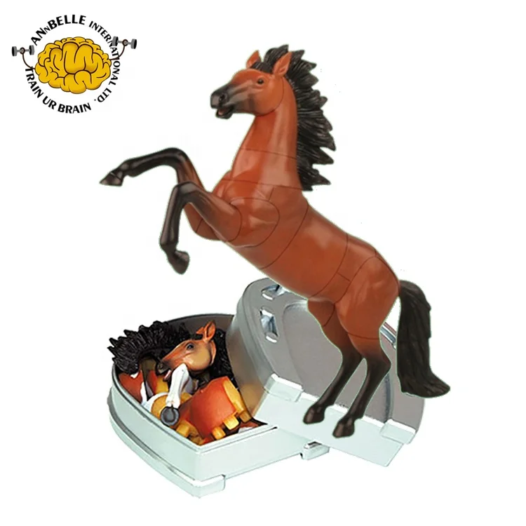 Minimalist horse figure. Removable. Sustainable. Decorative. Puzzle challenge wich hot becomes a 3D horse figurine. Entertainment.