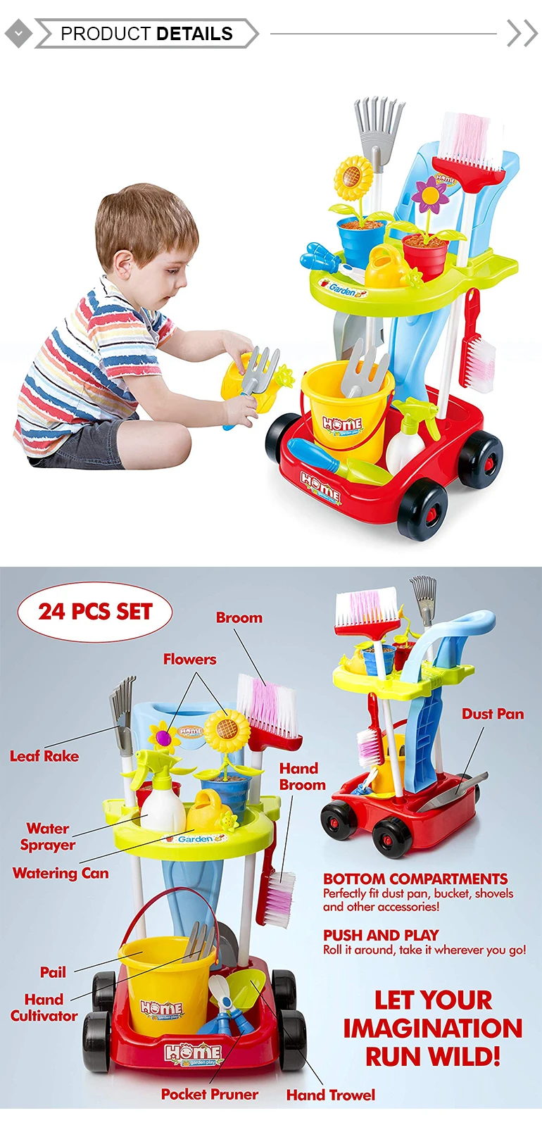 Комплект для ролевых игр «сделай сам», игрушки для детей, пластиковая машина для чистки сада, тележка, инструменты
