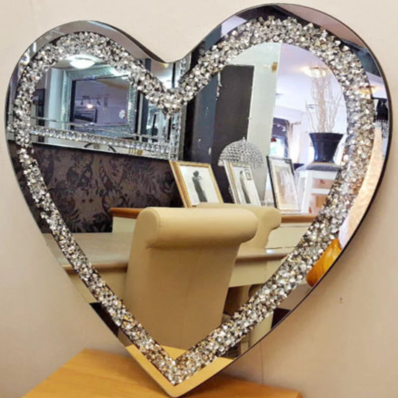 Crushed Diamond Crystal Mirror and Crystal 6" x 6" Picture Heart Photo Frame 