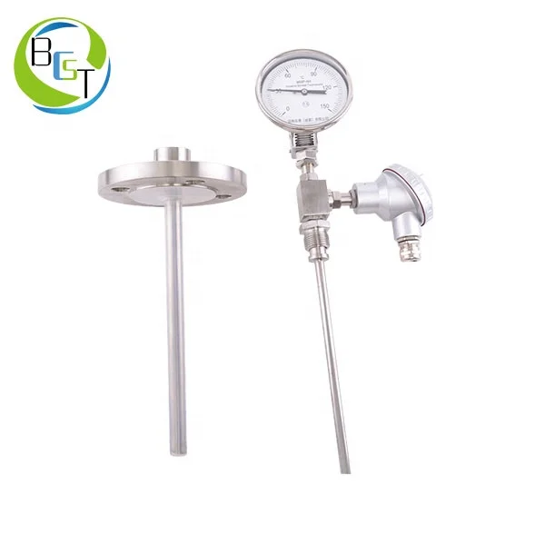 Bimetal Thermometer with PT100 RTD Sensor Temperature Transmitter