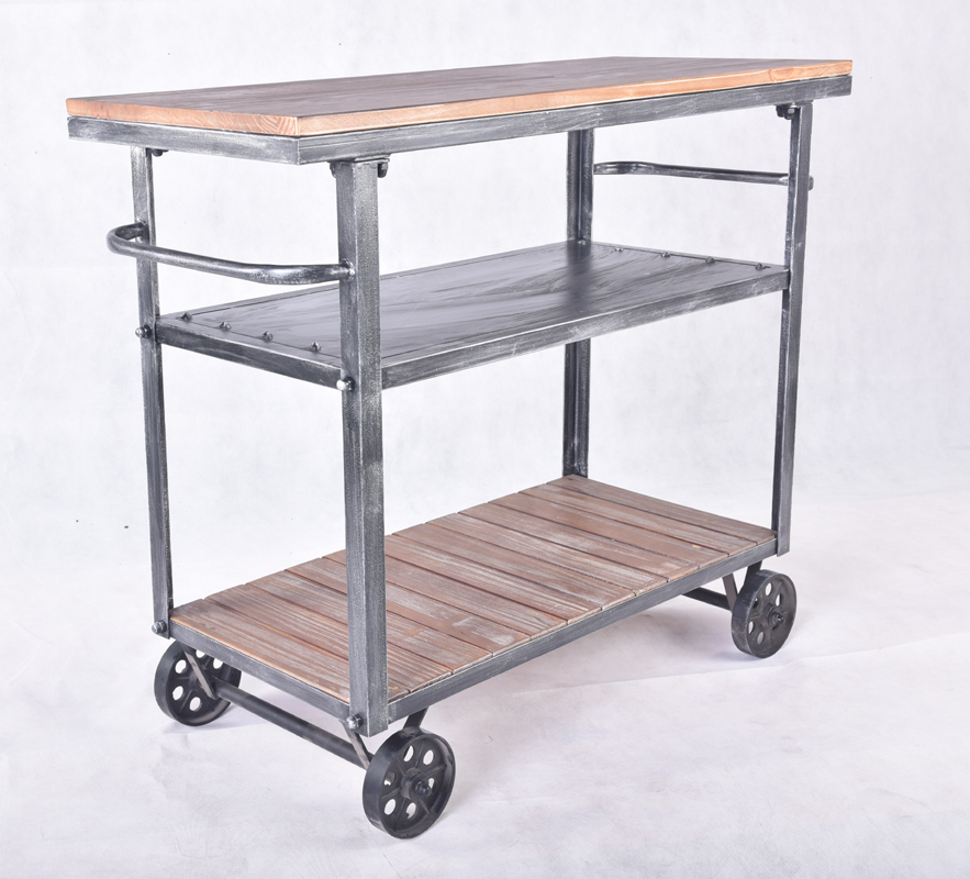 
Промышленный кофейный столик, металлическая тележка из сосновой древесины, мебель в деревенском стиле для гостиной, тележка 