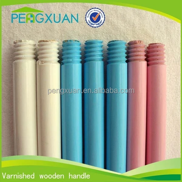 Colorful Wooden Broom Stick With Varnished Paint Pet Broom Head