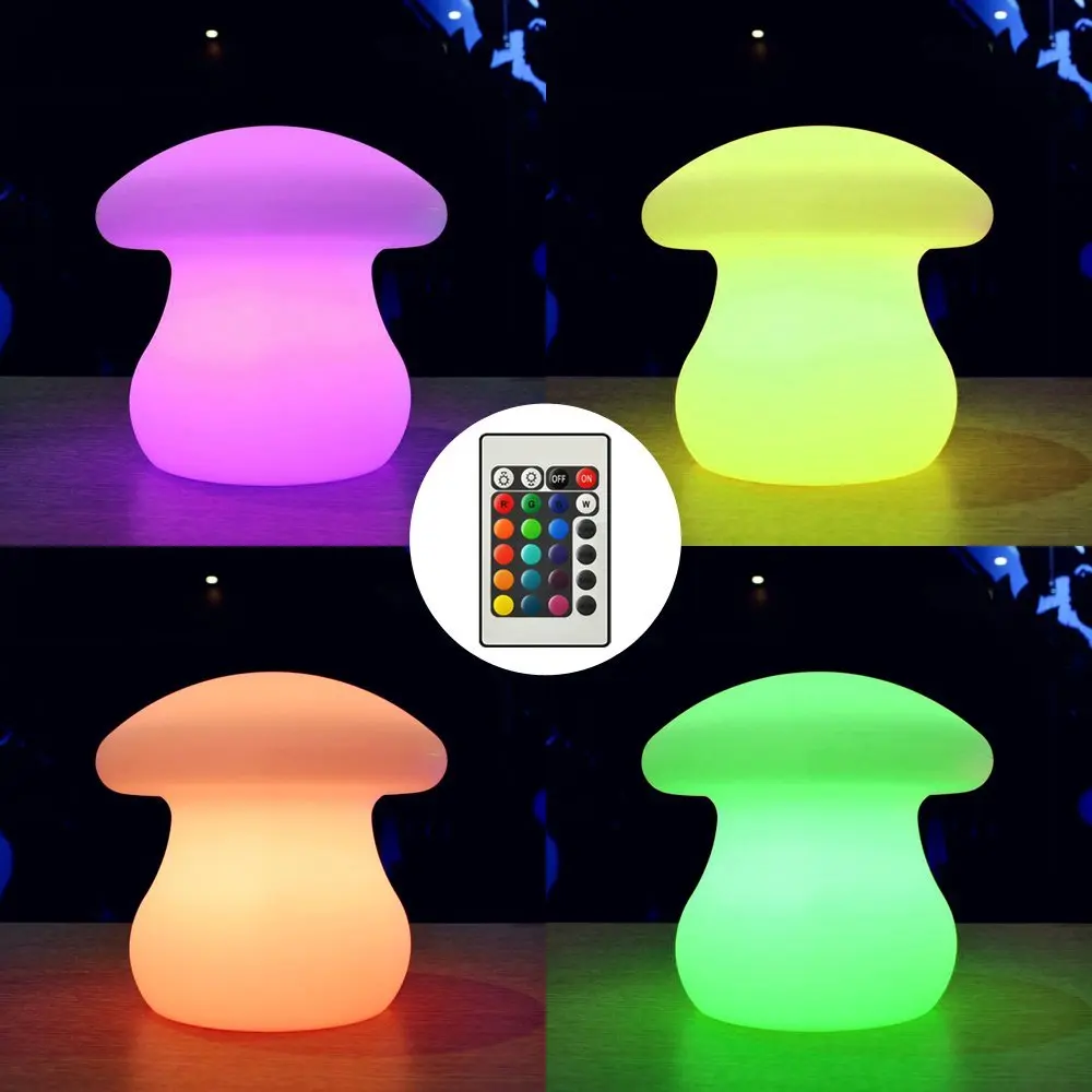 Auraglow Ampoule à changement de couleur LED humeur lumière de nuit sans fil USB rechargeable Table de chevet Champignon lampe de bureau 