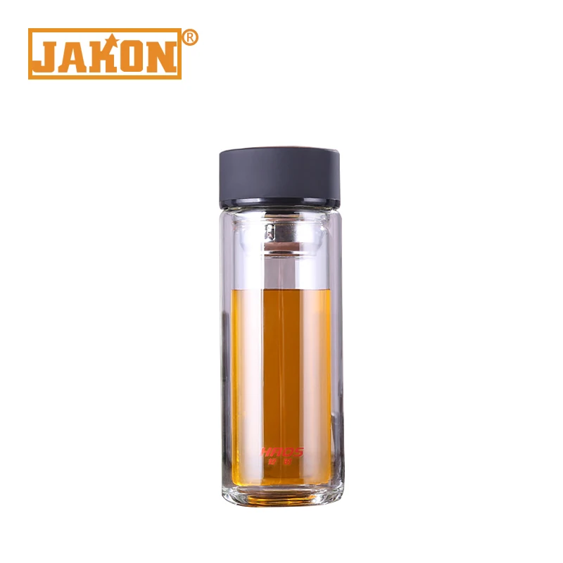 Eco-friendly Glass Bottle Customized Logo Glass Cup with tea filter