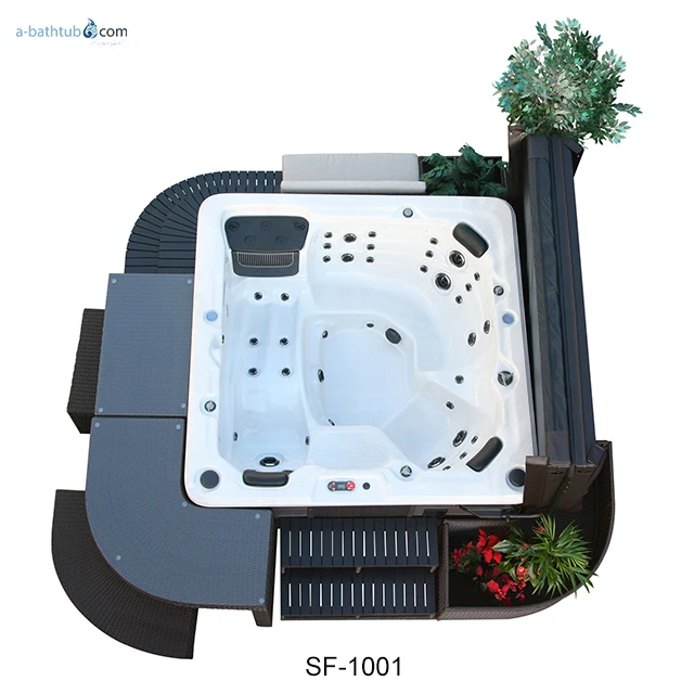 Square Surround Rattan Furniture for Hot Spa