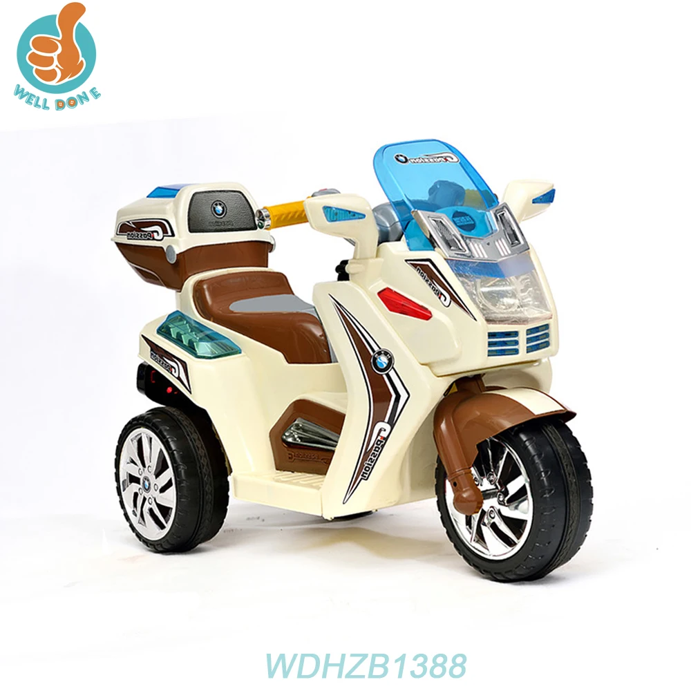 WDHZB1388 Mini Toy Design Plastic Electric Motorcycle New Cool Baby Toy Three Wheels Car Kandi Car