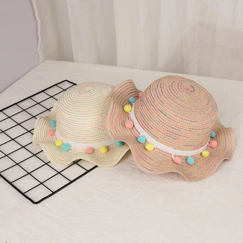 Di Estate Dei Bambini Cappello Di Paglia Con Palline Colorate Strisce  Arcobaleno Bambini Parasole Cappelli Di Paglia - Buy Bambini Parasole  Cappelli Di Paglia,Estate Dei Bambini Cappello Di Paglia,Bambini Cappelli  Di Paglia