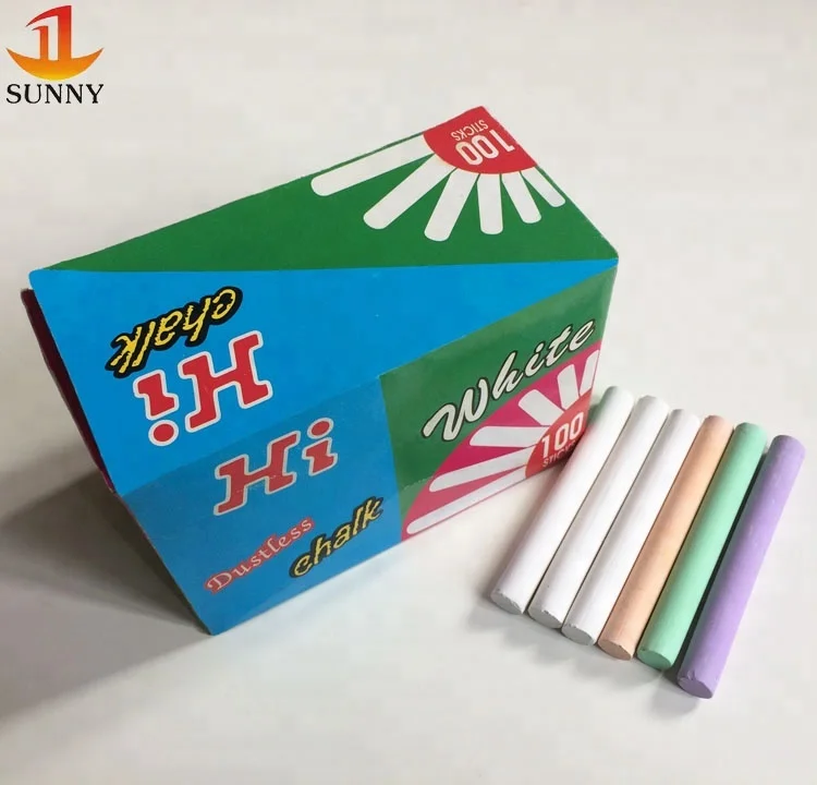 100 Pcs/Box Dustless White Chalk for School Stationery & Office Supply