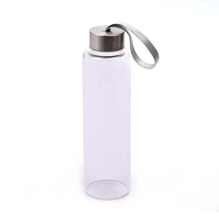 Wholesale Custom loge outdoor sport reusable eco-friendly transparent 550ml glass  drinking water bottle with handle From m.