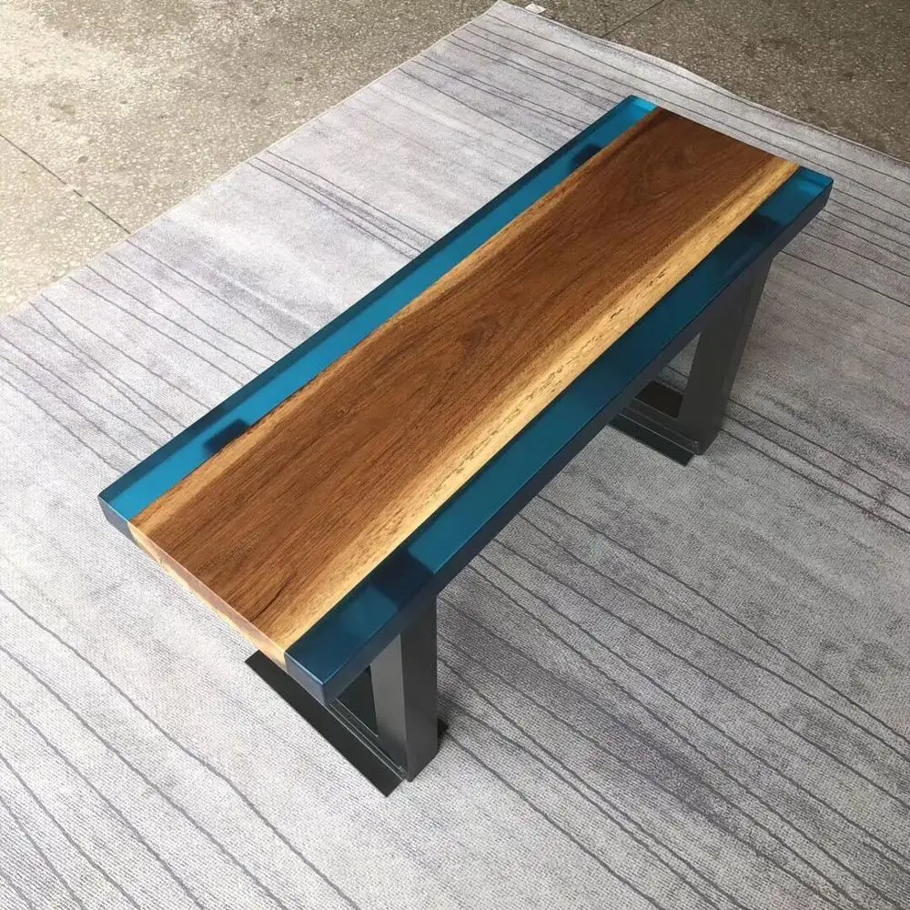 Bangku Kayu Kenari Solid Luar Ruangan 2019 Bangku Tunggu Resin Epoksi Biru Bening Atas Buy Epoxy Resin Bench Top