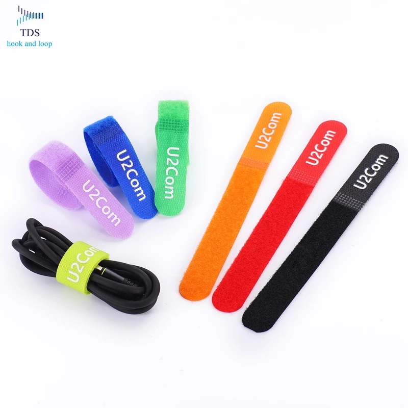 Wholesale custom logo printed hook loop cable tie for