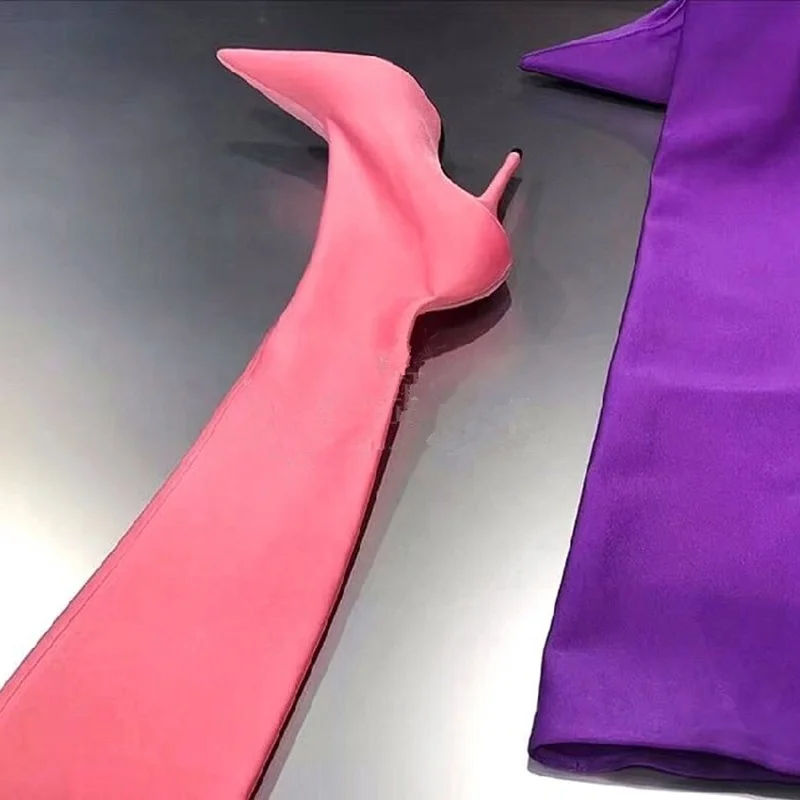 
Женские эластичные сапоги выше колена на высоком каблуке 