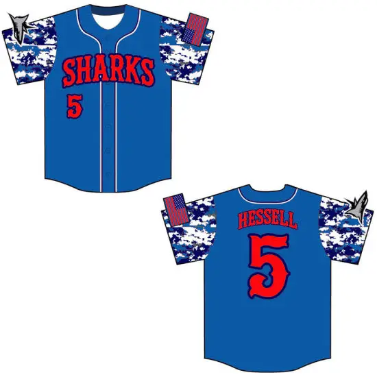 Camiseta de béisbol personalizada con estampado de camuflaje con nombre y  número de equipo personalizados, camisas con botones para uniforme de