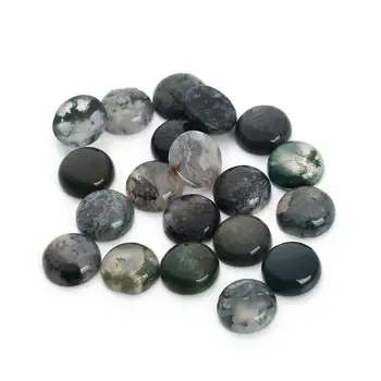 20 pcs/bag 12mm Moss agate smooth cabochon Loose gemstone moss agate beads for jewelry