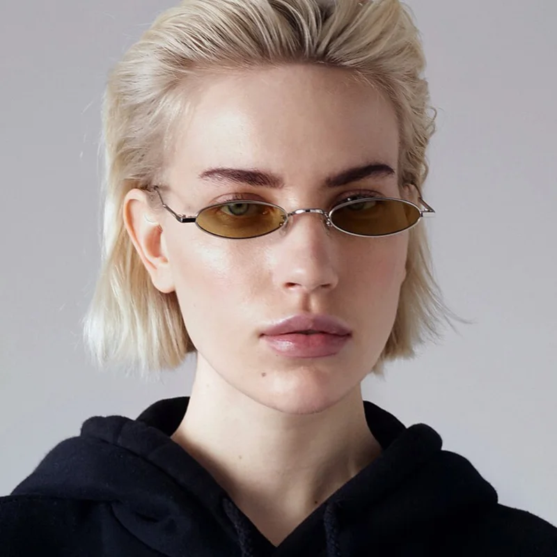 22877 Drop Shape Retro Candy Color Vintage Women Eyewear Alloy Small Round Sunglasses