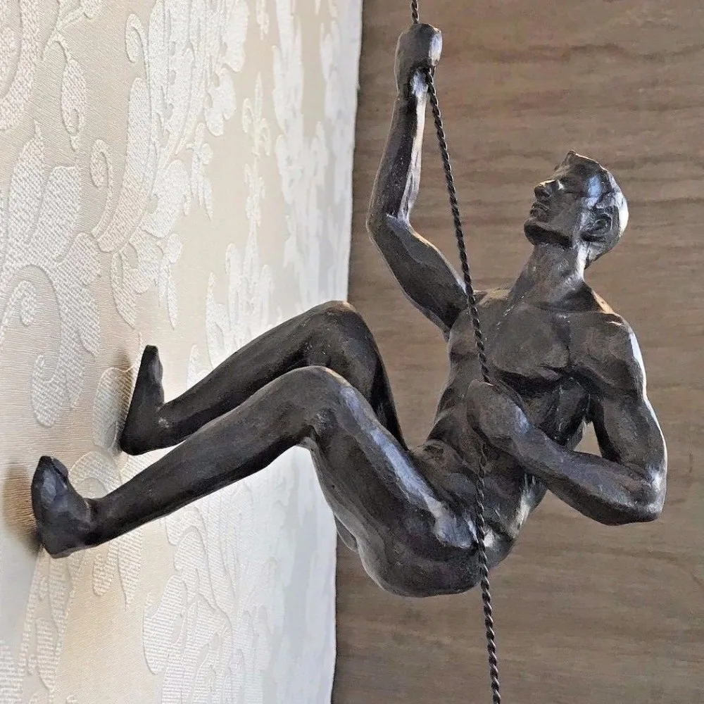 Modern Metal Art Decoration Statue Bronze Hanging on Wall Man Sculpture