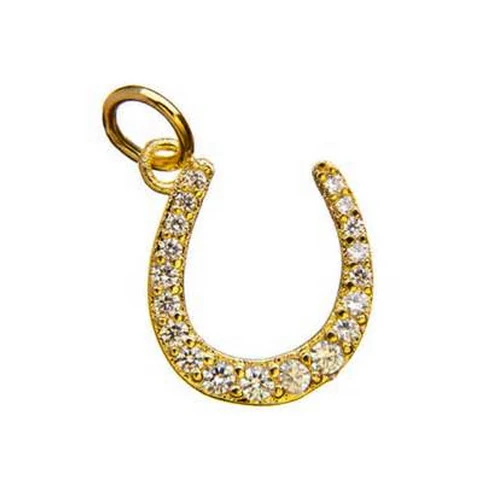 Gold Diamond Horse Shoe Pendant 
