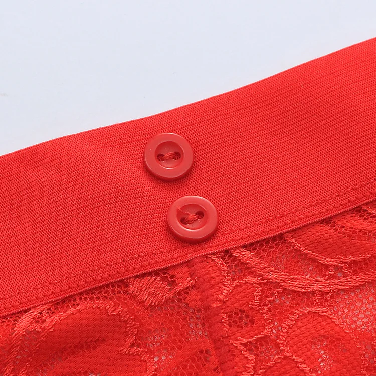 Wide Waistband 2 Button Decorated Super Sexy Seamless Lace Bikini Panties