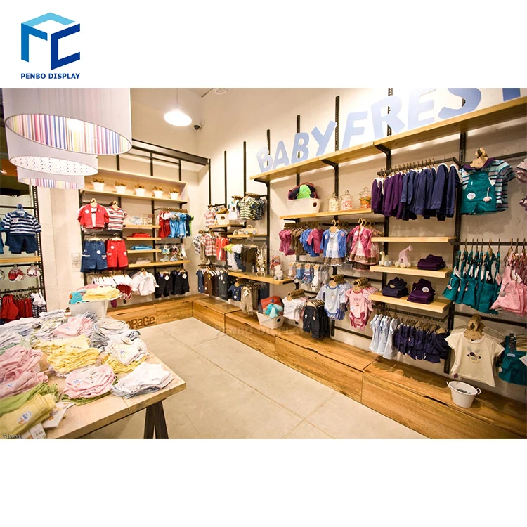 Design d'intérieur de magasin de vêtements de bébé/accessoires de magasin  d'enfants pour des supports d'affichage de chaussures et de vêtements