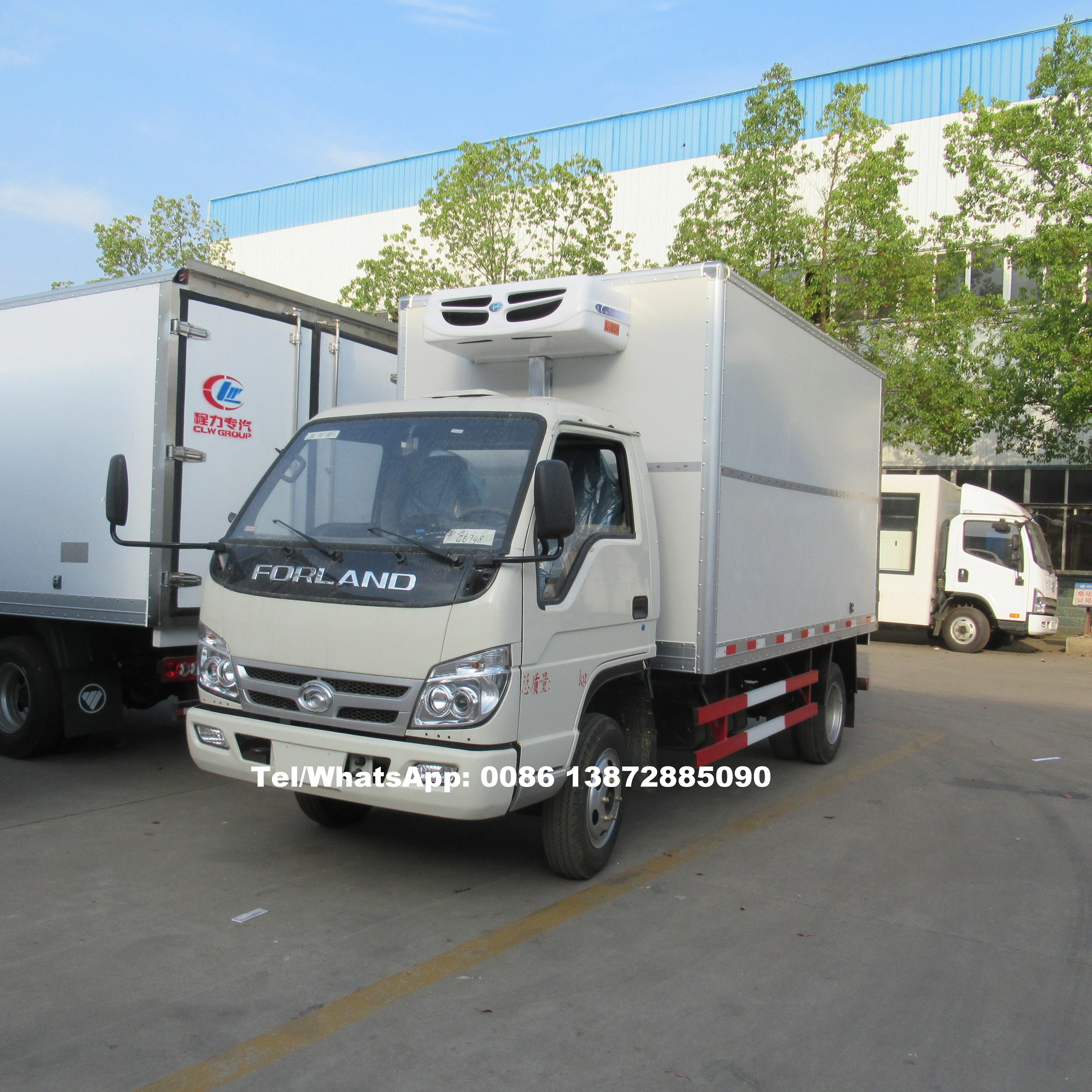Foton Forland 4x2 signal Cabin 3.5ton Fiberglass Truck Body Frozen Chicken Refrigerated Van  Cold Plate Trucks for Sale