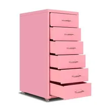 6 Drawer Metal Home Office Filing Cabinet File Storage Steel Pedestal With Castors