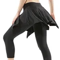 Brand New Women Skintight Yoga Dancing Pants Quick Dry Elastic Sportswear Faux Twinset Pantskirts Running Fitness