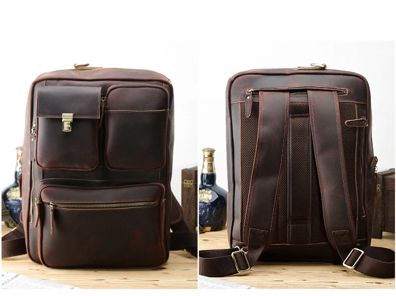 Оптовая продажа, европейский и американский Новый кожаный мужской большой портфель 17 дюймов, многофункциональная сумка для компьютера в стиле ретро, кожа Crazy horse b