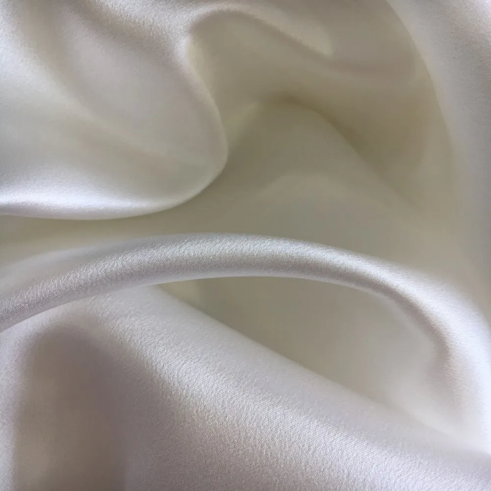 Rayon Satin Stretch Solid Ivory Width 53/54 Apparel Fabric