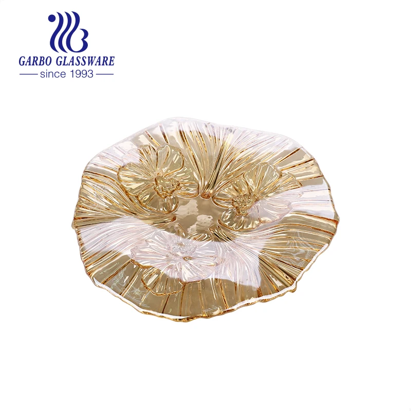 Китайская Фабрика,10,7 Дюймов,Декоративная Тарелка Из Железа Янтарного Цвета Для Сервировки Фруктов - Buy High Quality Fruit Glass Plateiron Plating Fruit Serving Glass Platedecorative Glass Plate Product on Alibaba.com